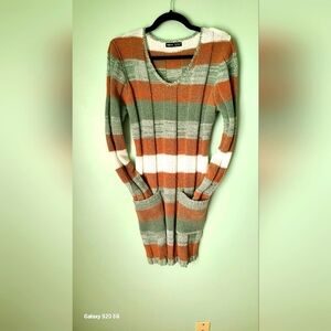Shein sweater knitted  dress size Medium  color White, Brown, Green